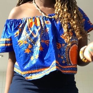 African print off shoulder top